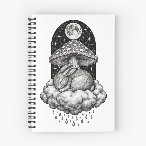 Item preview, Sleeping Rabbit Under the Moon Mushroom designed and sold by ZayCreates.