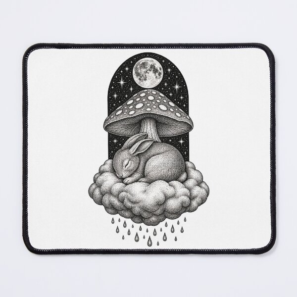 Item preview, Sleeping Rabbit Under the Moon Mushroom designed and sold by ZayCreates.