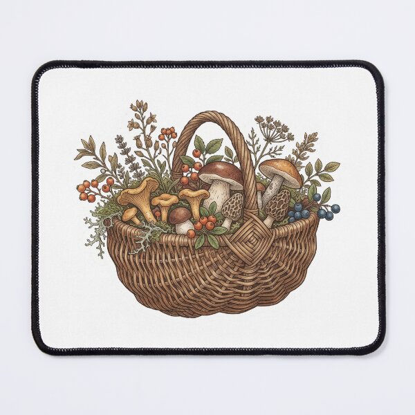 Item preview, Cottagecore Mushroom & Wild Berry Harvest Basket designed and sold by Mellow Doodle Co..