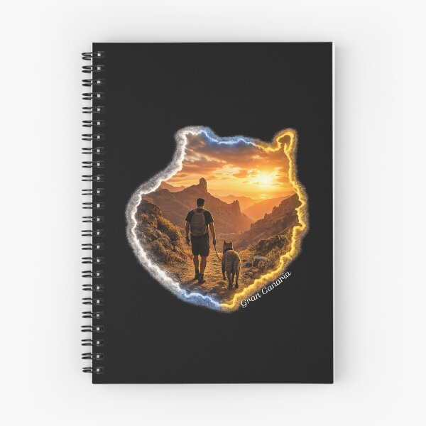 Item preview, Gran Canaria Hiking Sunset Map Emblem - Roque Nublo Dog Sticker designed and sold by EfectoCreativo.