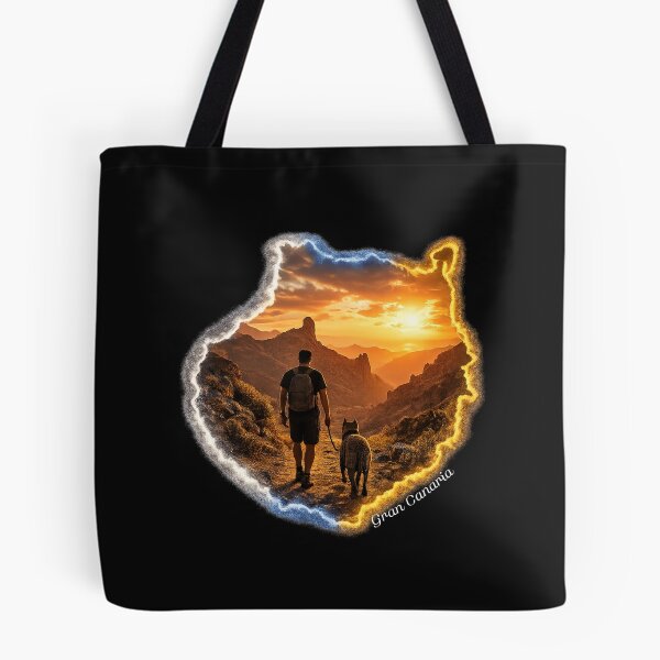 Item preview, Gran Canaria Hiking Sunset Map Emblem - Roque Nublo Dog Sticker designed and sold by EfectoCreativo.