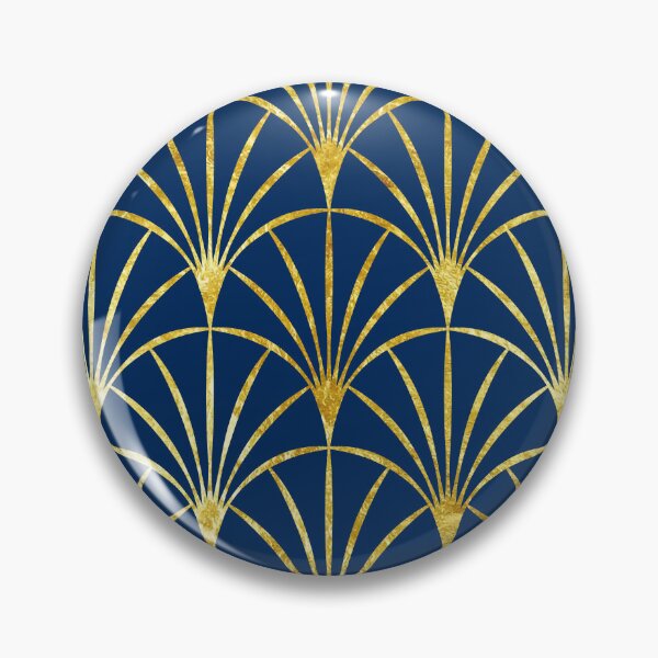 Item preview, Gold thin Art Deco fans blue designed and sold by Dana Du.