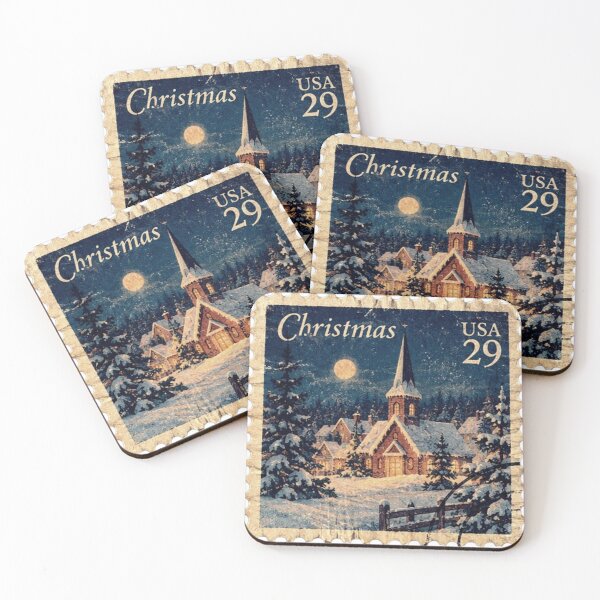Item preview, Vintage Christmas Village Postage Stamp designed and sold by Kenny8716.