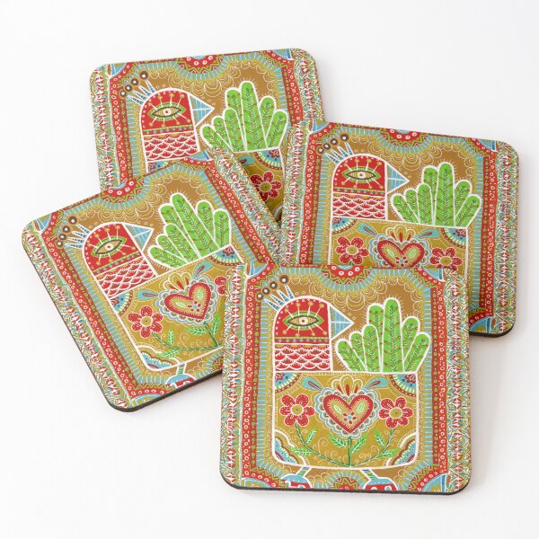 Item preview, Folk Art Bird Heart Flowers Illustration designed and sold by Fani*.