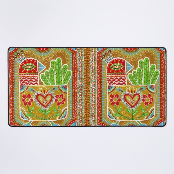Item preview, Folk Art Bird Heart Flowers Illustration designed and sold by Fani*.
