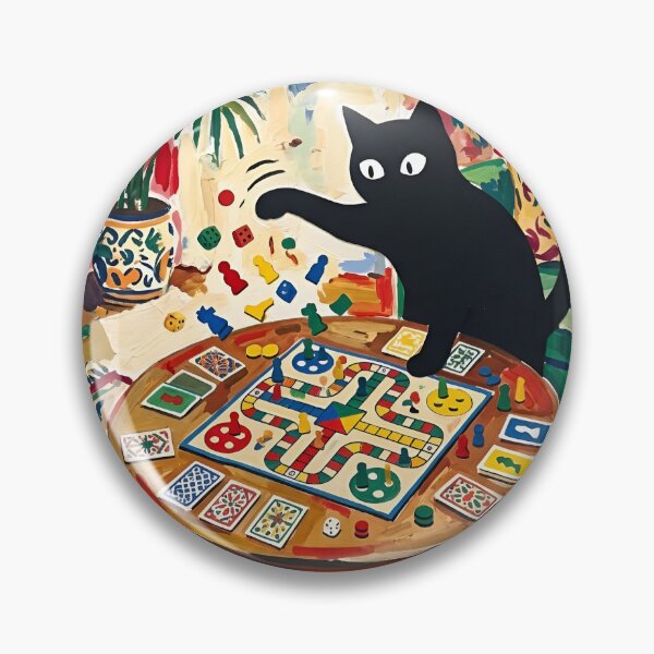 Item preview, Naughty Black Cat Sweeping Board Game Pieces Matisse Style Print designed and sold by DuckOddity.