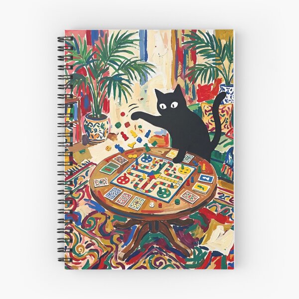Item preview, Naughty Black Cat Sweeping Board Game Pieces Matisse Style Print designed and sold by DuckOddity.