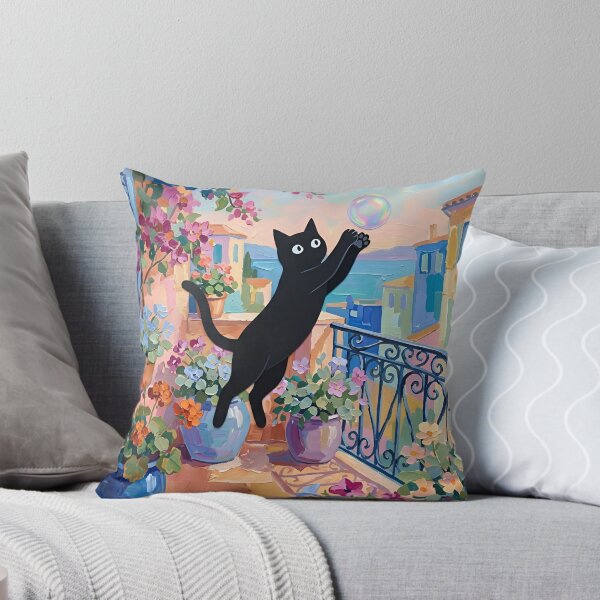 Item preview, Playful Black Cat Catching Soap Bubbles Matisse Style Poster designed and sold by DuckOddity.