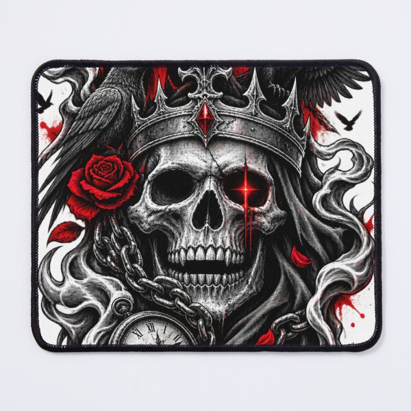 Item preview, Dark Gothic Skull King Crow & Red Rose Fantasy Art designed and sold by SajolCanva.