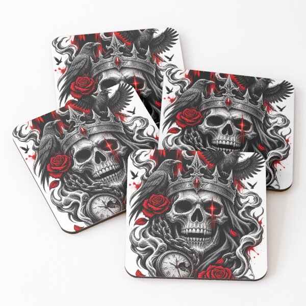 Item preview, Dark Gothic Skull King Crow & Red Rose Fantasy Art designed and sold by SajolCanva.