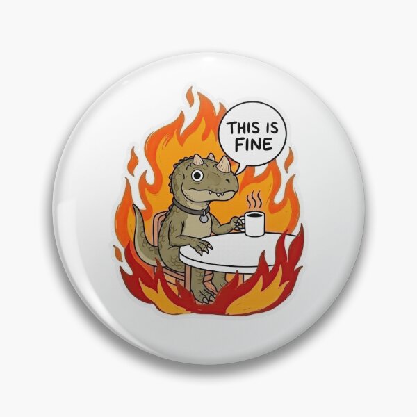 Item preview, Ceratosaurus Savoring Hot Coffee Amidst Flames designed and sold by Flying Doggo.