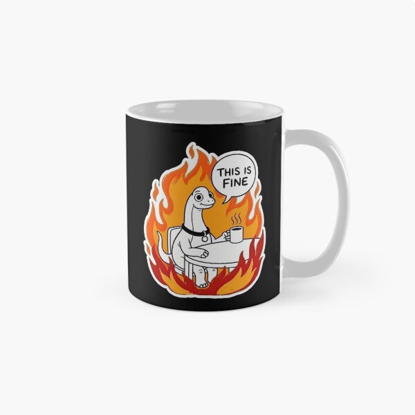 Item preview, Brachiosaurus Sipping Coffee in Roaring Inferno designed and sold by Flying Doggo.