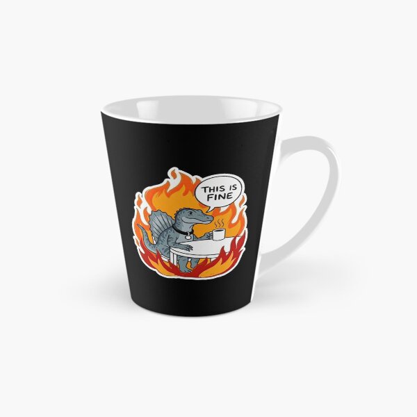 Item preview, Spinosaurus Sipping Morning Brew in Fire designed and sold by Flying Doggo.