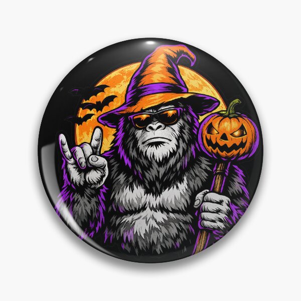 Item preview, Cool Gorilla Witch Holding Pumpkin Rock On Halloween designed and sold by ZEtexaxe.