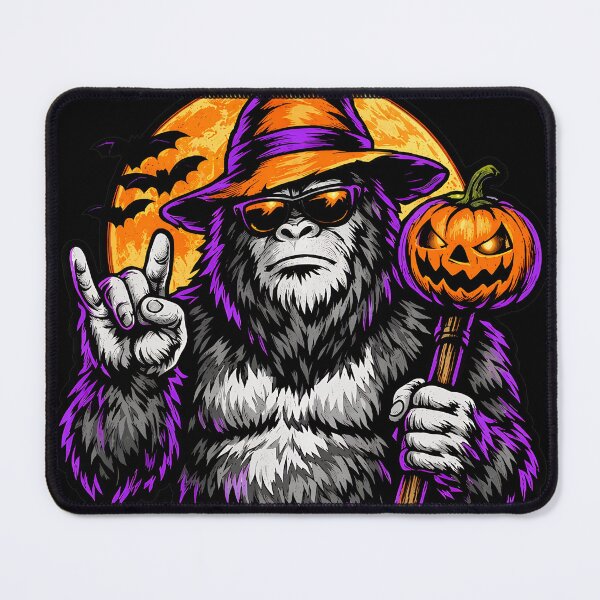 Item preview, Cool Gorilla Witch Holding Pumpkin Rock On Halloween designed and sold by ZEtexaxe.