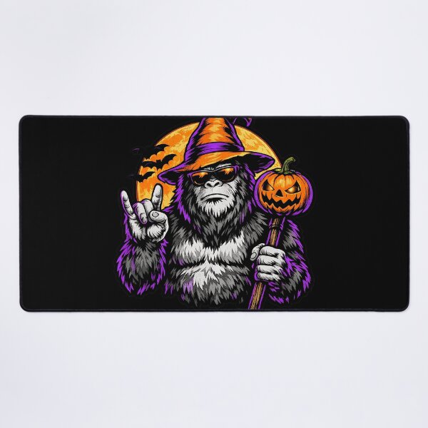 Item preview, Cool Gorilla Witch Holding Pumpkin Rock On Halloween designed and sold by ZEtexaxe.