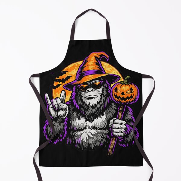 Item preview, Cool Gorilla Witch Holding Pumpkin Rock On Halloween designed and sold by ZEtexaxe.