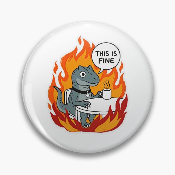 Item preview, Megalosaurus Drinking Coffee in Fire Cartoon designed and sold by Flying Doggo.