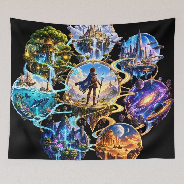 Item preview, Seven Worlds – Fantasy Explorer Adventure Art designed and sold by ADEL MASSRY (AM)©.