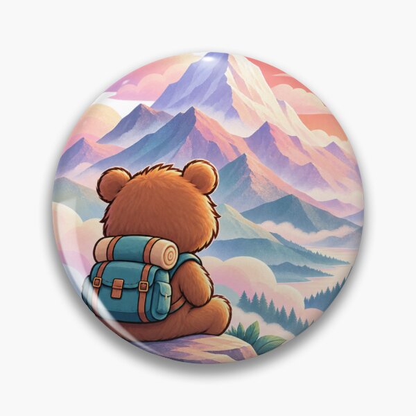 Item preview, Bear Exploring Dreamy Pastel Mountains designed and sold by KateVil.