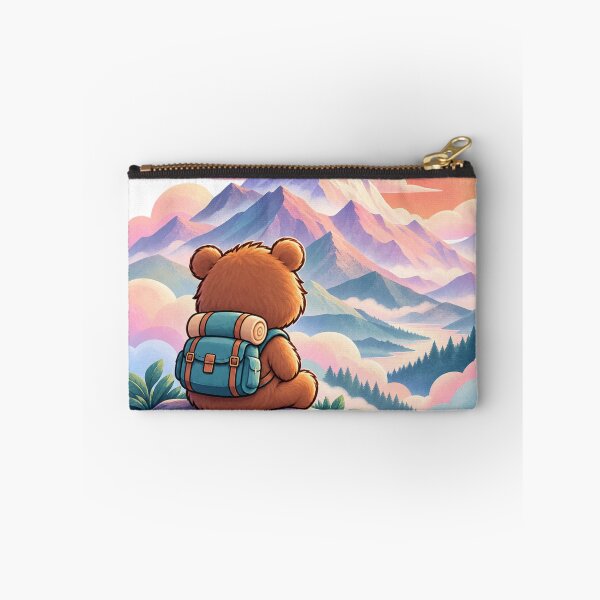 Item preview, Bear Exploring Dreamy Pastel Mountains designed and sold by KateVil.