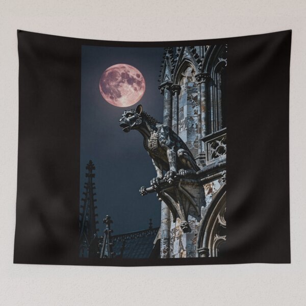 Item preview, Gothic Guardian Gargoyle Blood Moon Sunset Wall Art designed and sold by VintageManiac.