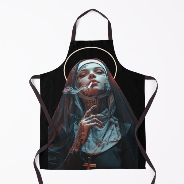 Item preview, Smoking Tattooed Nun - Dark Aesthetic Gothic Art designed and sold by Shopri.