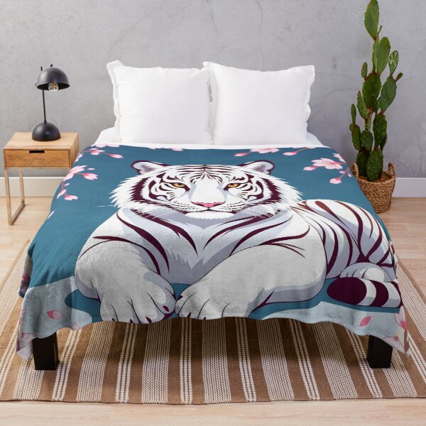Item preview, White Tiger Framed by Cherry Blossoms designed and sold by DesignedOutside.