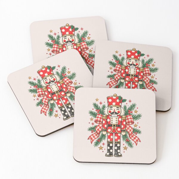 Item preview, Christmas Nutcracker Tree, Striped Holiday Letters, Distressed Vintage Xmas Style, Retro Christmas Aesthetic, Festive Holiday Gift designed and sold by Quiajia.