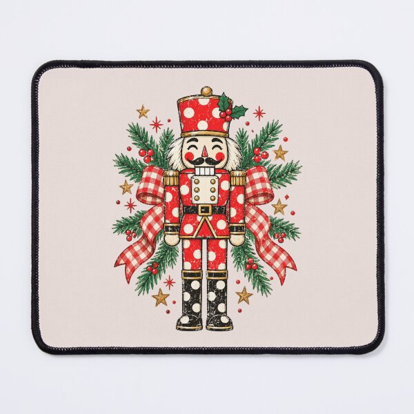 Item preview, Christmas Nutcracker Tree, Striped Holiday Letters, Distressed Vintage Xmas Style, Retro Christmas Aesthetic, Festive Holiday Gift designed and sold by Quiajia.