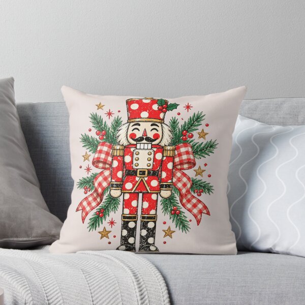 Item preview, Christmas Nutcracker Tree, Striped Holiday Letters, Distressed Vintage Xmas Style, Retro Christmas Aesthetic, Festive Holiday Gift designed and sold by Quiajia.