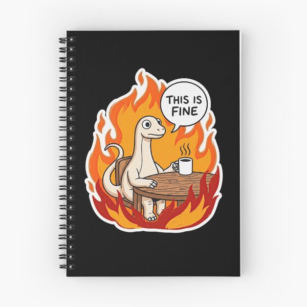Item preview, Diplodocus Sipping Coffee in Roaring Flames designed and sold by Flying Doggo.