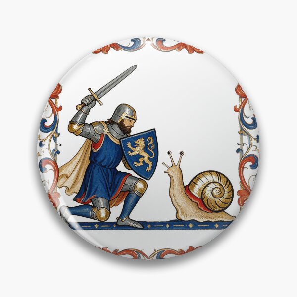 Item preview, Medieval Knight Fighting A Snail Marginalia designed and sold by The Mellonaire.