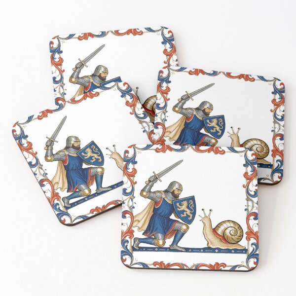 Item preview, Medieval Knight Fighting A Snail Marginalia designed and sold by The Mellonaire.