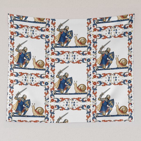 Item preview, Medieval Knight Fighting A Snail Marginalia designed and sold by The Mellonaire.