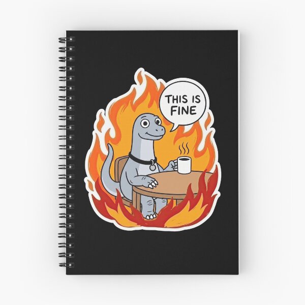 Item preview, Apatosaurus Drinking Morning Coffee in Flames designed and sold by Flying Doggo.