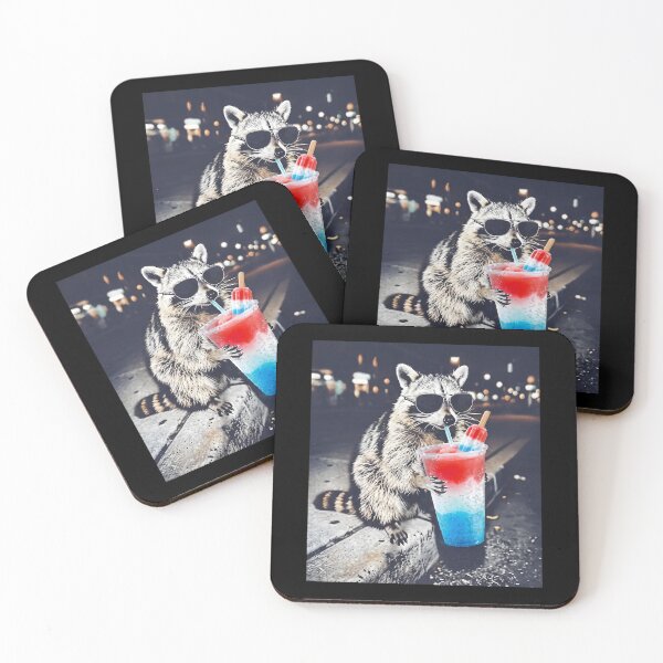 Item preview, Raccoon Drinking Patriotic Slushie - 4th Of July designed and sold by onlytiggokk.