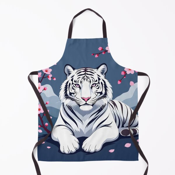 Item preview, White Tiger Framed by Cherry Blossoms designed and sold by DesignedOutside.