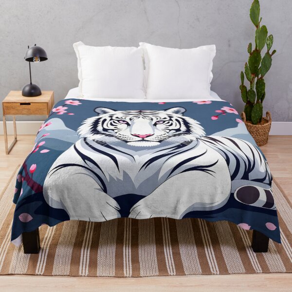 Item preview, White Tiger Framed by Cherry Blossoms designed and sold by DesignedOutside.