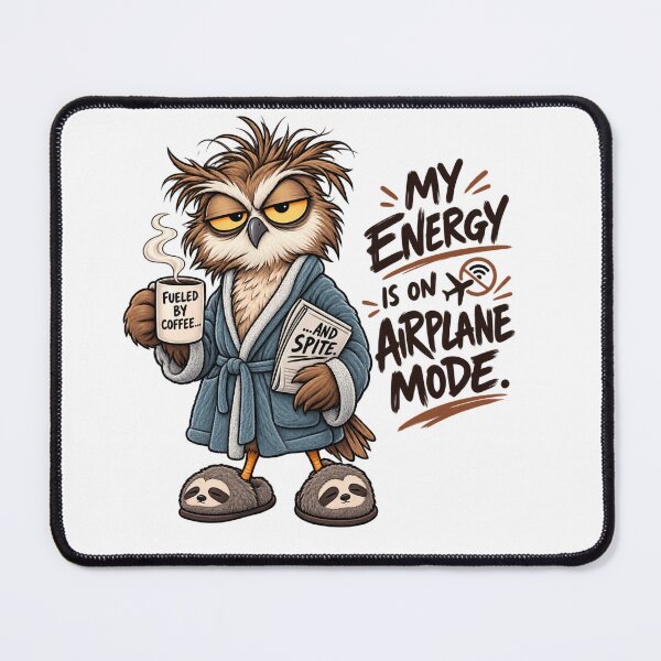 Item preview, Funny Owl Coffee Airplane Mode Quote designed and sold by Blems.