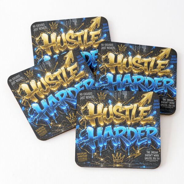 Item preview, Hustle Harder Gold Blue Graffiti designed and sold by Lespribos .