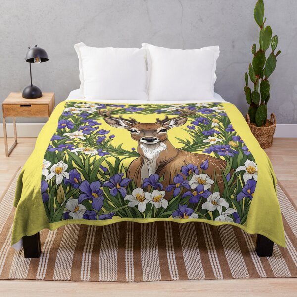 Item preview, MI N. American Buck Surrounded By Lake-Iris Flowers 1 designed and sold by taiche.