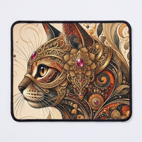 Item preview, Mystic Gold Mandala Cat Ruby Gem Filigree Art designed and sold by Mindworx21.