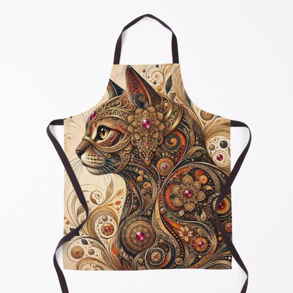 Item preview, Mystic Gold Mandala Cat Ruby Gem Filigree Art designed and sold by Mindworx21.