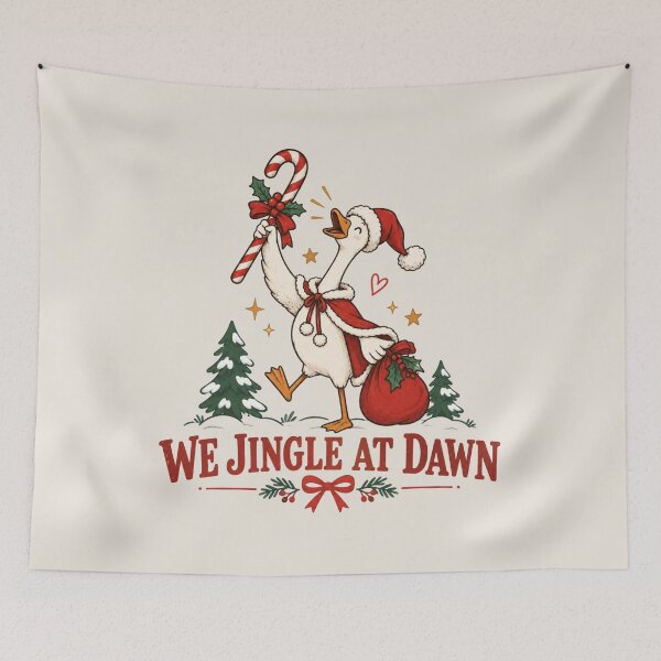 Item preview, We Jingle at Dawn Christmas, Funny Goose and Santa Goose, Festive Holiday Humor, Cute Vintage Christmas, Funny Xmas Gift designed and sold by Quiajia.
