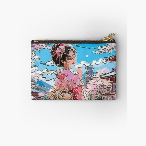 Item preview, Woman in pink kimono, cherry blossoms, Japanese bridge, spring designed and sold by Keltoi-art.