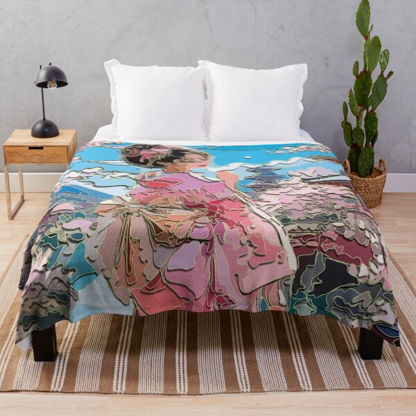 Item preview, Woman in pink kimono, cherry blossoms, Japanese bridge, spring designed and sold by Keltoi-art.