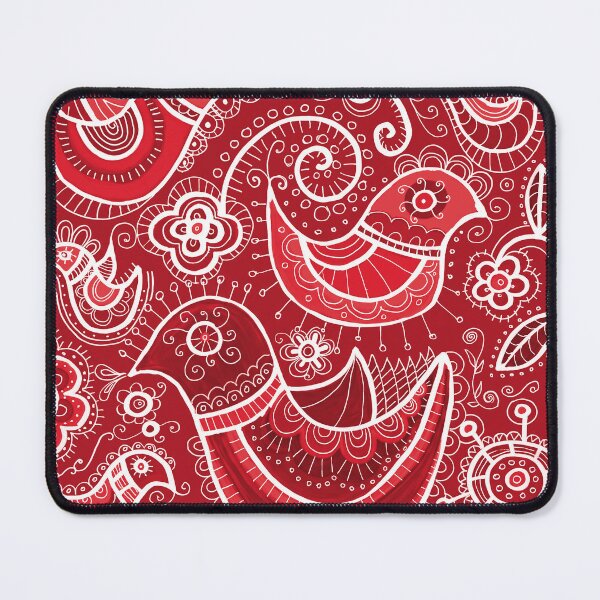 Item preview, Red Folk Birds and Flowers Pattern designed and sold by Fani*.