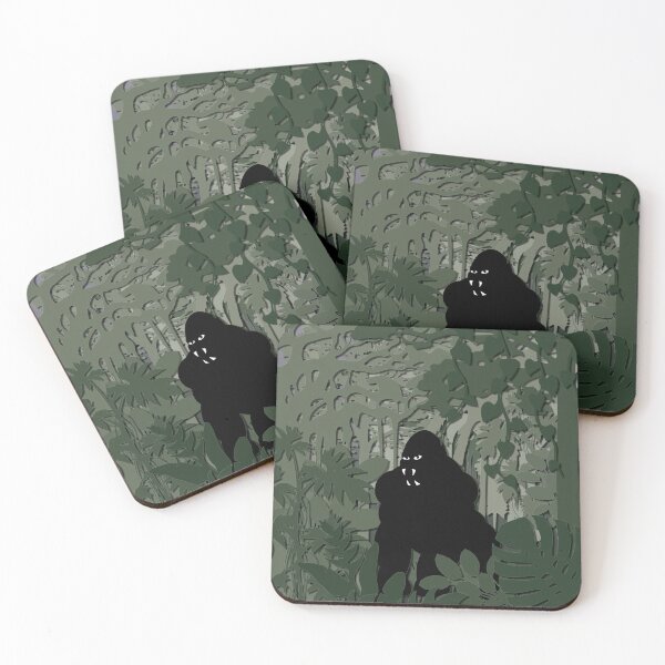 Item preview, Black gorilla tropical jungle paper cutout shadow designed and sold by Keltoi-art.