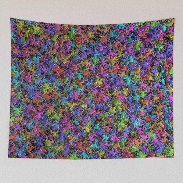 Item preview, Crowd of multicolored 3D frogs, psychedelic mograph pattern designed and sold by Keltoi-art.